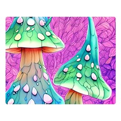 Garden Mushroom Foraging One Side Premium Plush Fleece Blanket (large)