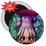 Mushroom Hunting In The Forest 3  Magnets (100 pack) Front