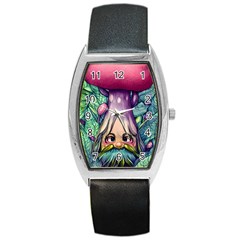 Mushroom Hunting In The Forest Barrel Style Metal Watch by GardenOfOphir