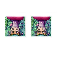 Mushroom Hunting In The Forest Cufflinks (square) by GardenOfOphir