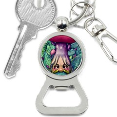 Mushroom Hunting In The Forest Bottle Opener Key Chain by GardenOfOphir