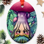 Mushroom Hunting In The Forest Oval Ornament (Two Sides) Front