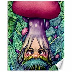 Mushroom Hunting In The Forest Canvas 11  X 14  by GardenOfOphir