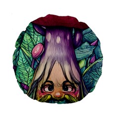 Mushroom Hunting In The Forest Standard 15  Premium Round Cushions by GardenOfOphir