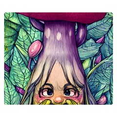 Mushroom Hunting In The Forest Premium Plush Fleece Blanket (small) by GardenOfOphir