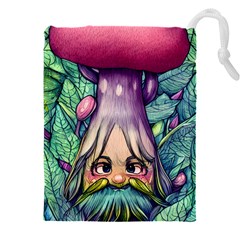 Mushroom Hunting In The Forest Drawstring Pouch (4xl) by GardenOfOphir