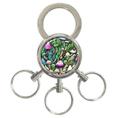 Mushrooms In The Woods 3-ring Key Chain by GardenOfOphir