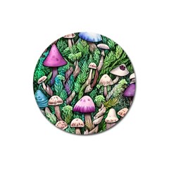 Mushrooms In The Woods Magnet 3  (round) by GardenOfOphir