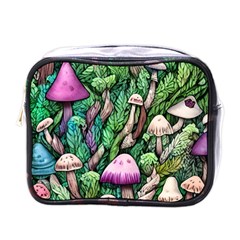 Mushrooms In The Woods Mini Toiletries Bag (one Side) by GardenOfOphir