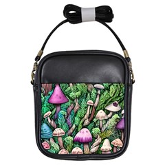 Mushrooms In The Woods Girls Sling Bag by GardenOfOphir