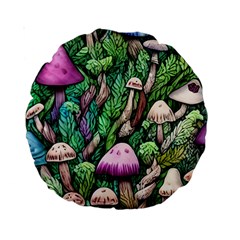 Mushrooms In The Woods Standard 15  Premium Round Cushions by GardenOfOphir