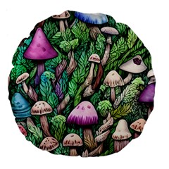 Mushrooms In The Woods Large 18  Premium Flano Round Cushions by GardenOfOphir