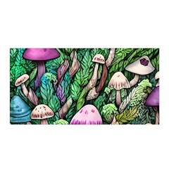 Mushrooms In The Woods Satin Wrap 35  X 70  by GardenOfOphir