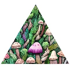 Mushrooms In The Woods Wooden Puzzle Triangle by GardenOfOphir