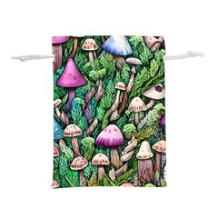 Mushrooms In The Woods Lightweight Drawstring Pouch (l) by GardenOfOphir