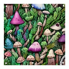 Mushrooms In The Woods Banner And Sign 3  X 3  by GardenOfOphir