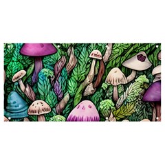 Mushrooms In The Woods Banner And Sign 8  X 4  by GardenOfOphir