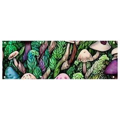 Mushrooms In The Woods Banner And Sign 9  X 3  by GardenOfOphir