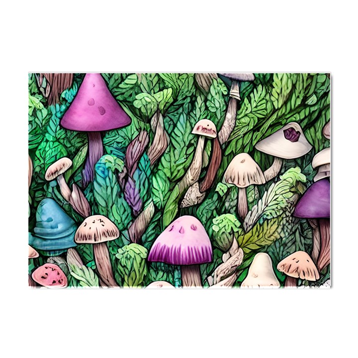 Mushrooms In The Woods Crystal Sticker (A4)