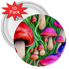 Mushroom 3  Buttons (10 Pack)  by GardenOfOphir