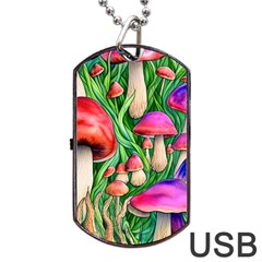 Mushroom Dog Tag Usb Flash (one Side) by GardenOfOphir