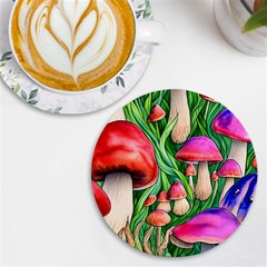 Mushroom Uv Print Round Tile Coaster by GardenOfOphir