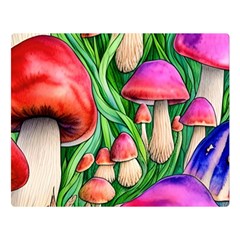 Mushroom One Side Premium Plush Fleece Blanket (large) by GardenOfOphir