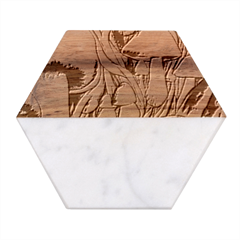 Mushroom Marble Wood Coaster (hexagon)  by GardenOfOphir