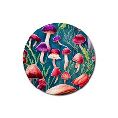 Forest Mushroom Rubber Round Coaster (4 Pack) by GardenOfOphir