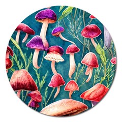 Forest Mushroom Magnet 5  (round) by GardenOfOphir