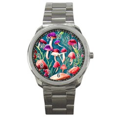 Forest Mushroom Sport Metal Watch by GardenOfOphir