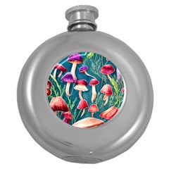 Forest Mushroom Round Hip Flask (5 Oz) by GardenOfOphir