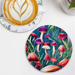 Forest Mushroom Uv Print Round Tile Coaster by GardenOfOphir