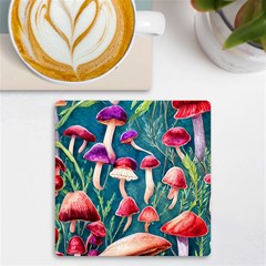 Forest Mushroom Uv Print Square Tile Coaster  by GardenOfOphir