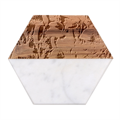 Forest Mushroom Marble Wood Coaster (hexagon) 