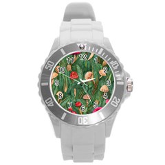 Fairycore Mushroom Round Plastic Sport Watch (l) by GardenOfOphir