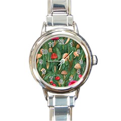 Fairycore Mushroom Round Italian Charm Watch by GardenOfOphir