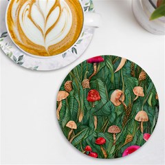 Fairycore Mushroom Uv Print Round Tile Coaster by GardenOfOphir