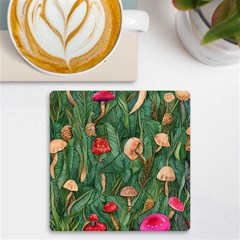 Fairycore Mushroom Uv Print Square Tile Coaster  by GardenOfOphir