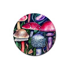 Foraging Mushroom Rubber Coaster (round) by GardenOfOphir