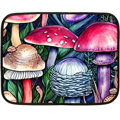 Foraging Mushroom One Side Fleece Blanket (mini) by GardenOfOphir