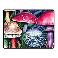 Foraging Mushroom One Side Fleece Blanket (small) by GardenOfOphir