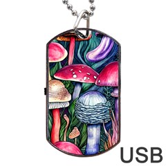 Foraging Mushroom Dog Tag Usb Flash (one Side) by GardenOfOphir