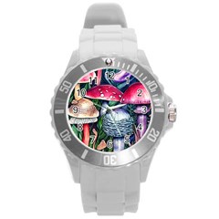 Foraging Mushroom Round Plastic Sport Watch (l) by GardenOfOphir