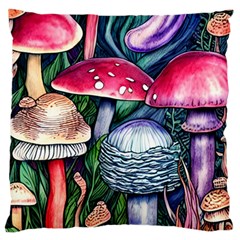 Foraging Mushroom Large Premium Plush Fleece Cushion Case (one Side) by GardenOfOphir