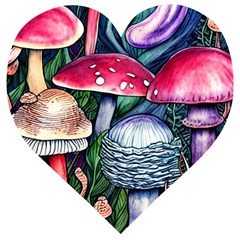 Foraging Mushroom Wooden Puzzle Heart by GardenOfOphir