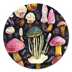 Natural Mushroom Magnet 5  (round) by GardenOfOphir