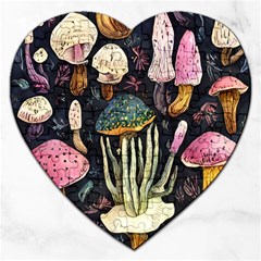 Natural Mushroom Jigsaw Puzzle (heart) by GardenOfOphir