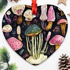 Natural Mushroom Heart Ornament (two Sides) by GardenOfOphir