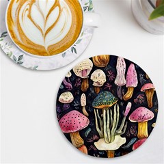 Natural Mushroom Uv Print Round Tile Coaster by GardenOfOphir